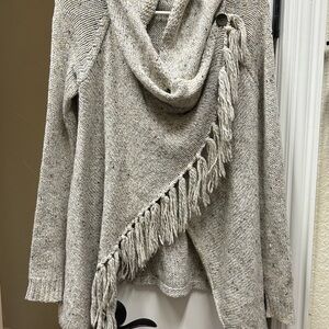Cozy Gray Fringe Sweater